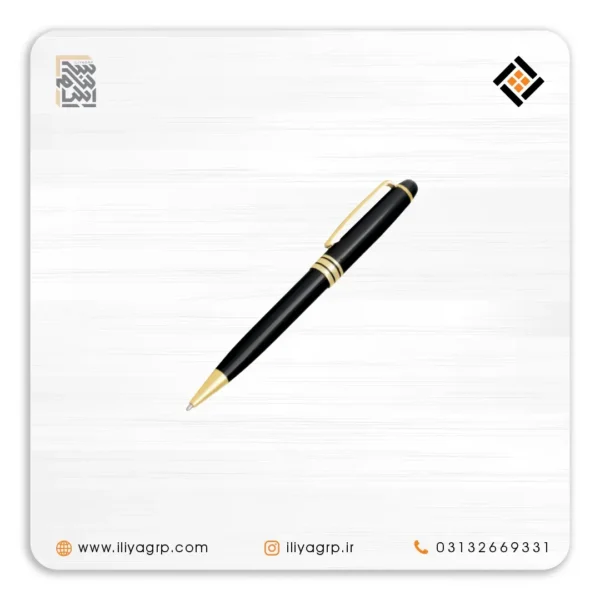 خودکار تبلیغاتی با بدنه مشکی و طلایی