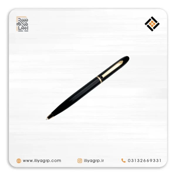خودکار تبلیغاتی مدیریتی مشکی با گیره طلایی