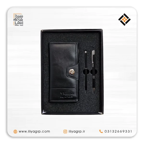 ست هدایای کیف پول پالتویی و دو عد خودکار کد 1181